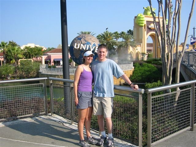 Jess and Scott in front of Universal